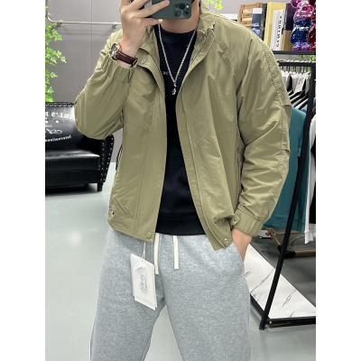 春秋季男外套潮流修身立领夹克男装新款帅气休闲百搭长袖上衣