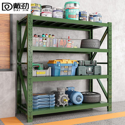 戴劲货架仓储仓库置物架超市快递铁架子储藏室军绿色货架主架(150*60*200cm-300KG/层)