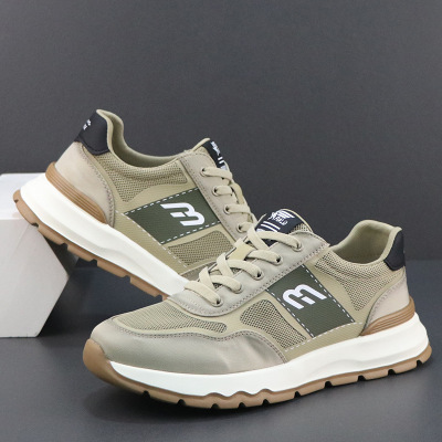 夏季男鞋新款透气网面运动鞋厚底轻便休闲冰丝布鞋百搭跑步鞋