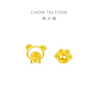 周大福萌趣小熊脚丫足金黄金耳钉耳饰(工费:180计价)EOF1337