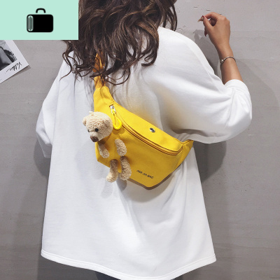 日系原宿个性小熊帆布胸包少女学生斜挎包潮百搭ins超火可爱单肩NEW LAKE女斜挎包