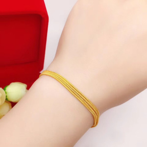 新款仿越南沙金手链女 24K镀金仿黄金手链多线蛇骨链细手链不掉色送女朋友老婆情人节七夕生日礼物 均色