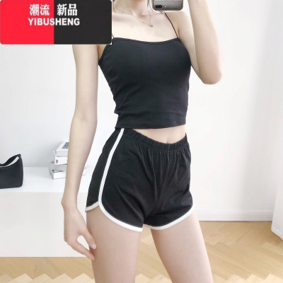 YIBUSHENG黑灰色运动短裤女薄款百搭显瘦休闲裤甜辣性感外穿女团热裤