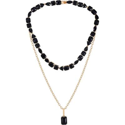 盖尔斯(GUESS)项链多层黑水晶镀金精致优雅时尚饰品