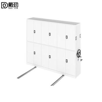 戴劲手动密集架钢制移动柜档案柜轨道手摇式密集资料柜一列三组每立方单价