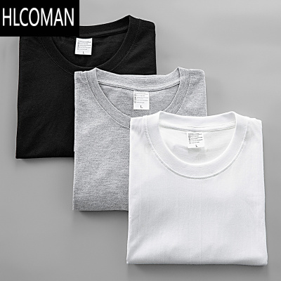 HLCOMAN纯色短袖T恤男女打底衫白色体内搭纯黑上衣男士半袖t恤