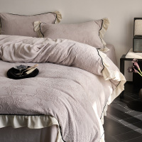 梨花同梦~|立体花绒牛奶绒四件套法式复古花边珊瑚绒床品冬季