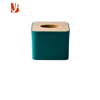 三维工匠商用饭店酒店餐馆餐厅抽纸盒纸巾盒餐巾纸盒正方形木印刷LOGO广告 竹木小方形:墨绿