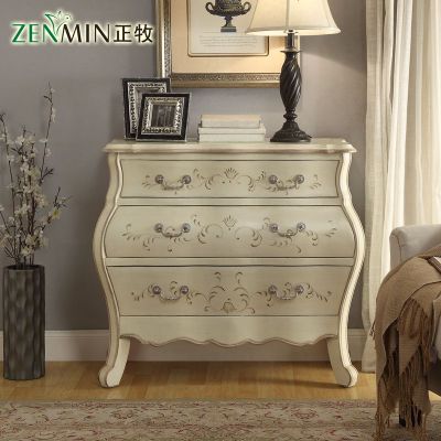 美式复古三斗柜客厅储物多功能卧室靠墙柜子欧式收纳装饰斗橱家用