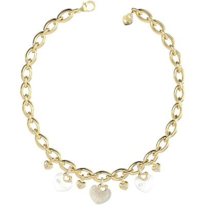 盖尔斯(GUESS)闪耀爱心 enamel 镶钻项链女款时尚潮搭不锈钢材质 英寸