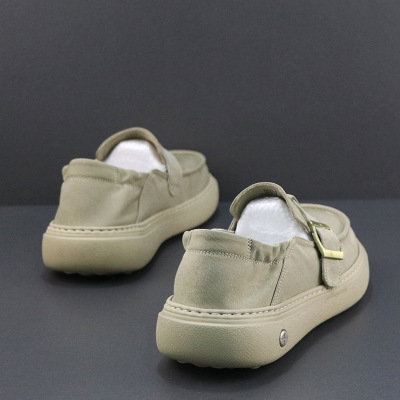 布鞋男新款夏季一脚蹬懒人渔夫休闲鞋潮流百搭轻便软底男鞋子