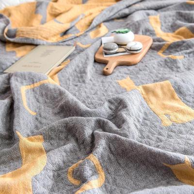 美帮汇毛巾被子全棉加厚纱布盖被四层双人夏季薄款老式怀旧柔软大人盖毯