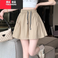 YIBUSHENG速干短裤女季薄款2024新款外穿显瘦宽松阔腿抽绳高腰a字休闲裤