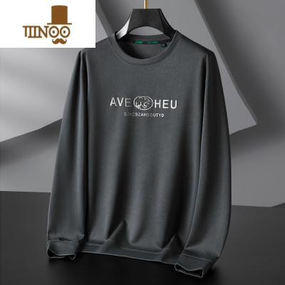 YANXU大码男士圆领卫衣新款潮胖子宽松打底衫加肥加大休闲长袖t恤