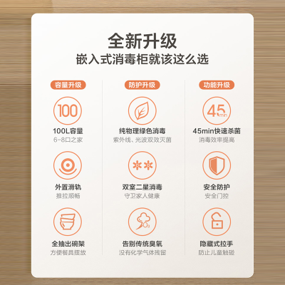 万和(Vanward) 二星级 消毒柜 100L系列全自动嵌入式消毒柜/碗柜 ZTD100Q-D5 黑色