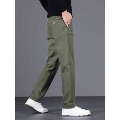 职场精英商务男士休闲裤男高档纯色简约大码高腰小直筒裤秋冬新款