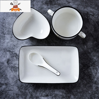 网红碗碟套装家用陶瓷北欧ins 一人食早餐餐具儿童卡通创意碗盘子 敬平