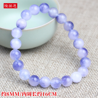 厂家直销漂蓝玉髓手串水晶饰品单圈男女情侣手链夏季清凉直播货源送女朋友老婆情人节七夕生日礼物