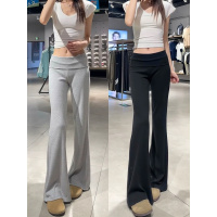 运动翻腰微喇裤女新款夏薄款垂感显瘦小个子提臀休闲马蹄卫裤