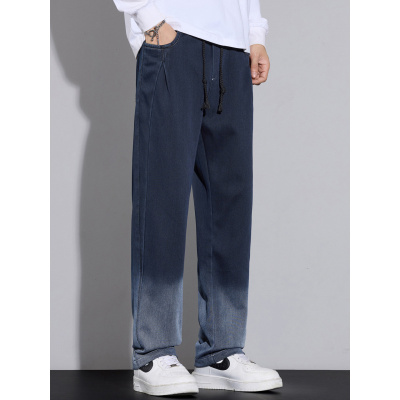 早秋新款男士高端休闲裤渐变设计大码潮牌时尚百搭高级感直筒男裤