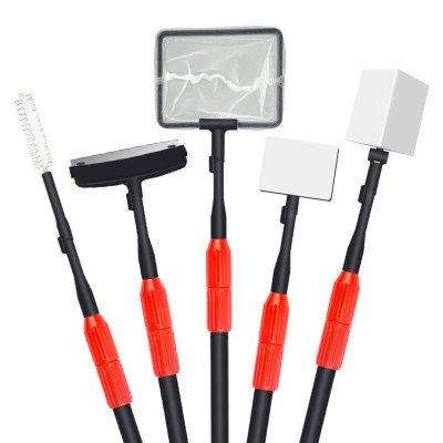 多功能鱼缸刷可伸缩鱼缸清洁刷子刮藻刀水管刷缸壁清洁刷 五合一