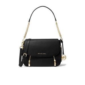 迈克·科尔斯(MICHAEL KORS)女士单肩包金色五金雕刻LOGO翻盖式链 黑色