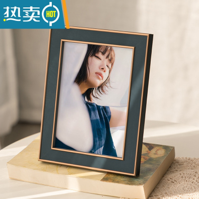 敬平欧式简约桌面相框摆台创意5寸6寸7寸8寸10寸装饰摆件像框A4寸画框 圆边古典蓝 8寸(可放15.2*20.3cm)