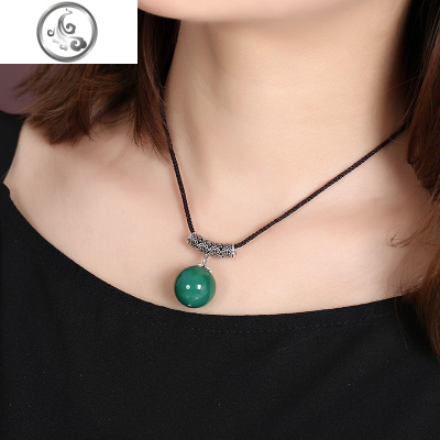 民族风项链锁骨短款玛瑙吊坠复古925纯银配饰简约装饰女链子冷淡 JiMi
