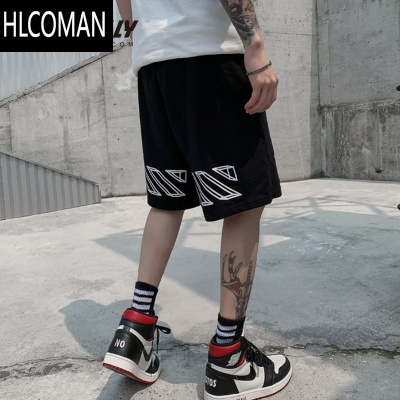 HLCOMAN嘻哈涂鸦男女夏季男士卫裤休闲外穿短裤宽松潮流五分裤运动沙滩裤