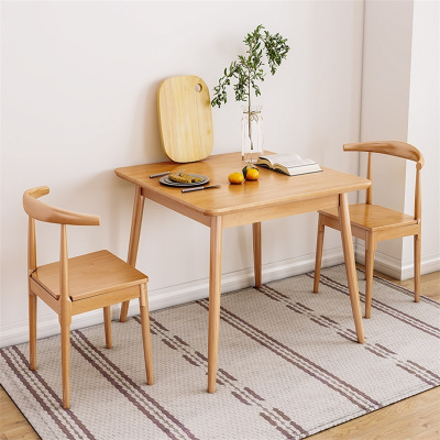 易企采 60*60CM一桌两椅 橡胶实木简约现代小方桌正方形洽谈北欧简易桌椅组合家用小户型餐桌
