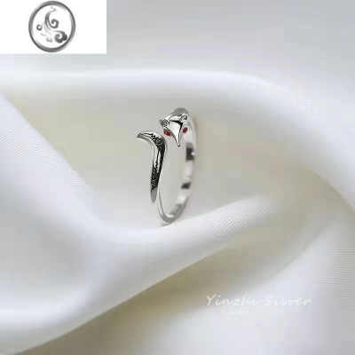 JiMi银银狐狸尾戒女生小拇指冷淡风小众设计简约时尚戒指个性轻奢开口