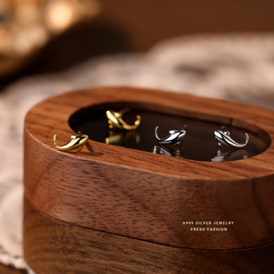 s999纯银锦鲤耳钉女森系小清新时尚百搭小鱼足银耳饰学生养耳洞送女朋友老婆情人节七夕生日礼物