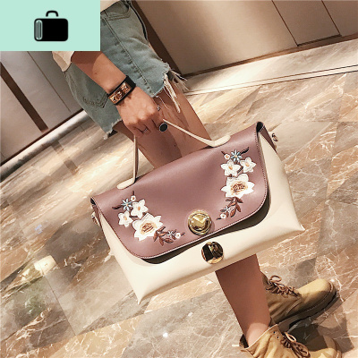 包包女2020新款手提包大包欧美刺绣撞色休闲单肩斜挎包大容量女包NEW LAKE女斜挎包