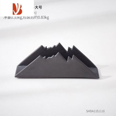 三维工匠餐厅小纸巾盒设计感轻奢酒店商用高级感餐巾餐桌迷你抽纸纸盒 深灰色雪山纸巾架-大号