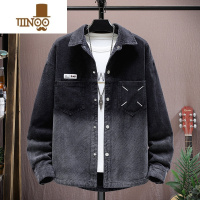 YANXU男士秋季新款潮流夹克渐变褂子青少年高中学生翻领牛仔外套款