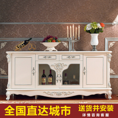 欧式餐边柜实木现代简约收纳储物柜客厅餐厅厨房碗柜白色烤漆酒柜