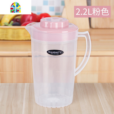 塑料冷水壶大容量耐热家用凉水壶豆浆果汁花茶壶可高温扎壶凉水杯 FENGHOU 2.2升单壶粉+一次性加厚水杯50只烧水壶