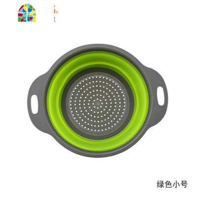 厨房洗菜圆形伸缩折叠创意易收纳滤水篮洗菜盆果蓝aa FENGHOU 红色大号+小号洗菜篮洗菜篮
