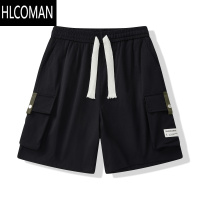 HLCOMAN美式抽绳短裤男夏季潮冰丝薄款五分裤大码宽松休闲中裤男款