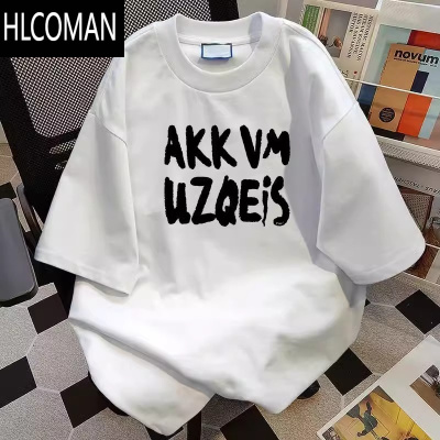 HLCOMAN夏装特大码300斤宽松短袖T恤男女复古情侣圆领半袖上衣2