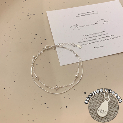 s925纯银圆珠双层手链轻奢小众精致时尚叠戴高级感时尚女学生送女朋友老婆情人节七夕生日礼物