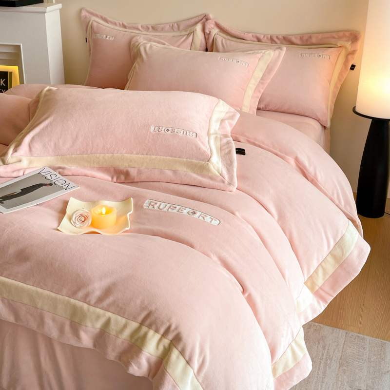 A类高端加厚300g全消光牛奶绒四件套冬季保暖绒刺绣床品新款