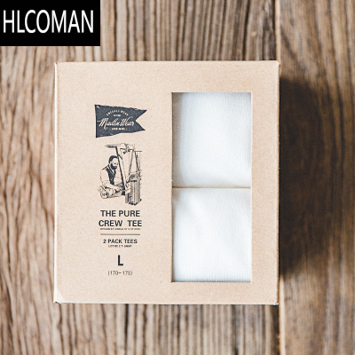 HLCOMAN工装 美式复古米白色t恤正肩半袖短袖打底衫男士夏季