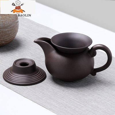 陶瓷茶具公道杯茶漏套装分茶器一体分茶杯紫砂装茶器公平杯公道杯 公道杯+送茶漏-紫砂 敬平