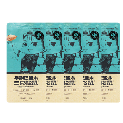 三只松鼠巴旦木扁桃核坚果干果香脆小吃巴旦木160g*5袋