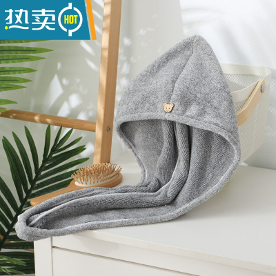 敬平干发帽女吸水速干擦头发毛巾包头巾浴帽子可爱干发巾2021新款 加厚竹炭满天星