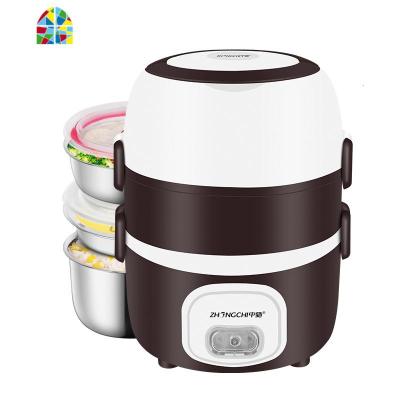 饭盒可插电保温多功能便携式带饭煮饭加热上班族学生蒸自动电热 FENGHOU 咖啡色[三层]