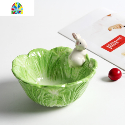 景德镇创意卡通可爱儿童碗陶瓷宠物甜品碗水果沙拉碗碗陶瓷兔子碗 FENGHOU 抱抱兔《我要抱抱》