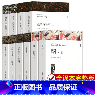 世界经典文学名著(套装) [正版]世界名著 飘 战争与和平 悲惨世界 基督山伯爵 大卫科波菲尔 经典文学名著书籍全套原著