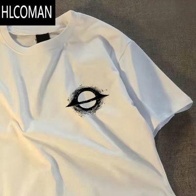 HLCOMAN短袖t恤男ins潮牌2025夏季新款宽松五分半袖港风情侣装上衣服